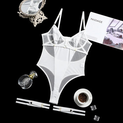 Lace Bodysuit Women's Transparent Lingerie See Through Black Tights Fitness Sissy Crotchless Erotic Body - The Clothing Company Sydney