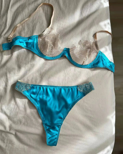 Luxury Lingerie Set Women 2 Piece Satin Patchwork Delicate Seamless Underwear See Through Exotic Sets The Clothing Company Sydney