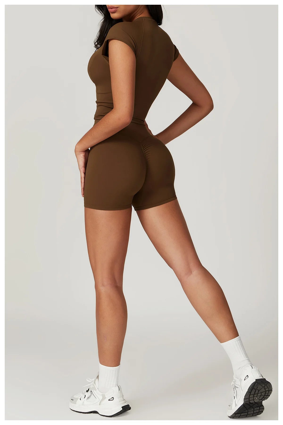 2 Pieces Yoga Gym Clothes Sportswear Suits Women Fitness Short Sleeve Crop Top Sports Bra Gym Leggings Bike Short Set The Clothing Company Sydney