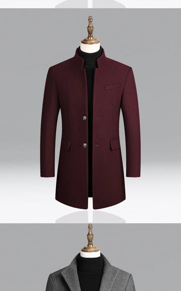 Business Casual Trench Coat Men Style Winter Coat Men's Autumn and Winter Wool Mix Coat Jacket The Clothing Company Sydney