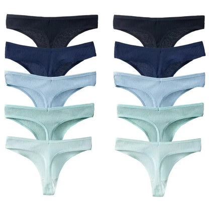 10 Piece Women's Panties Cotton Striped Underwear Sports Thongs Lingerie Soft Comfortable G-Strings Hot T-Backs The Clothing Company Sydney