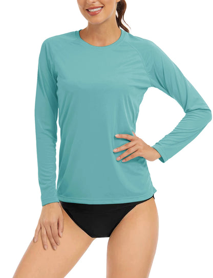 UPF 50+ Sun Skin Protection Quick Dry T-Shirts Women's Long Sleeve Outdoor Performance Tee Shirts Summer Casual Tops - The Clothing Company Sydney