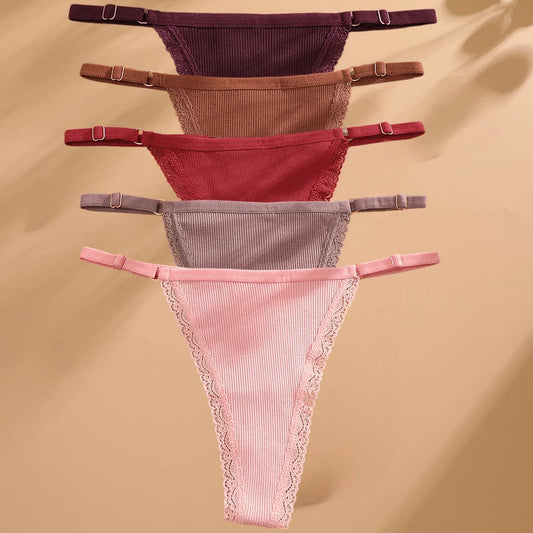 5 Pack G-string Panties Cotton Women's Underwear  Adjustable Waist Pantys Bikini Thongs Lingerie The Clothing Company Sydney