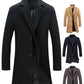 Single Breasted Lapel Long Coat Jacket Fashion Autumn Winter Casual Overcoat Plus Size Trench Men's Woolen Coats Solid Color - The Clothing Company Sydney