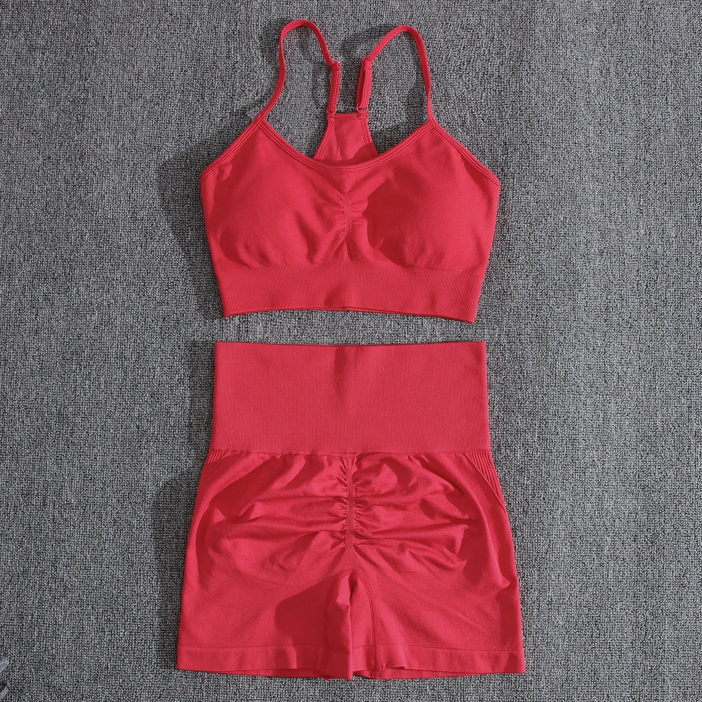 Womens Two Piece Set Peach Shorts Trackuists Gym Yoga Running Halter Fitness Shorts Push Up Bra Top Set The Clothing Company Sydney