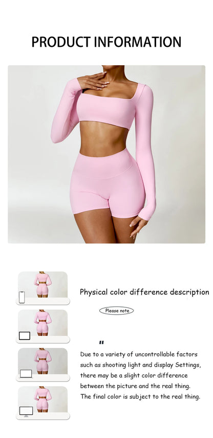 2 Piece Yoga Suit Sports Set Women Quick-Drying Gym Set Tracksuit Running Workout Long Sleeve Sports Shirt Clothing - The Clothing Company Sydney