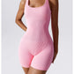 Women's Yoga Rompers One Piece Seamless Ribbed Jumpsuit Padded Sports Bra Romper Fashion Fitness Sportwear The Clothing Company Sydney