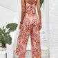 Elegant Long Women's Backless Wide Leg Jumpsuits Casual Sleeveless Floral Rompers Summer Matching Outfit Set - The Clothing Company Sydney
