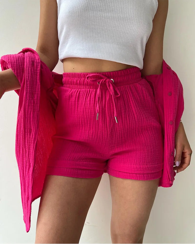 Summer Women's Suit Short Sets Outfits Suit Two Piece Button Up Matching Outfit Set - The Clothing Company Sydney