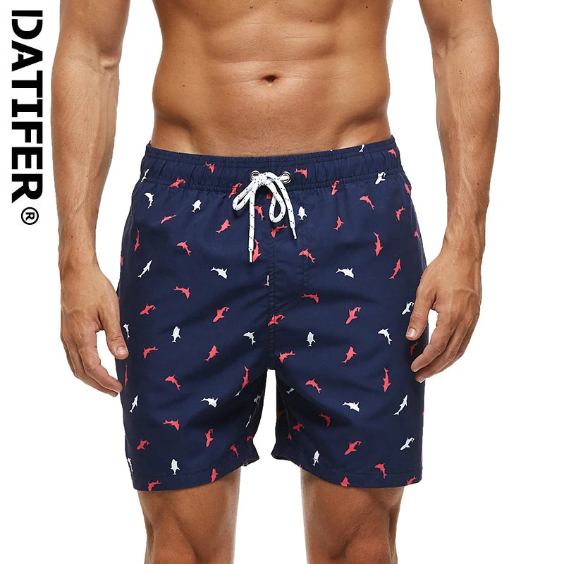 Summer Mens Swim Shorts Beach Quick Dry Printing Swimsuit Plus Size Mesh Liner Surfing Gym Board Shorts