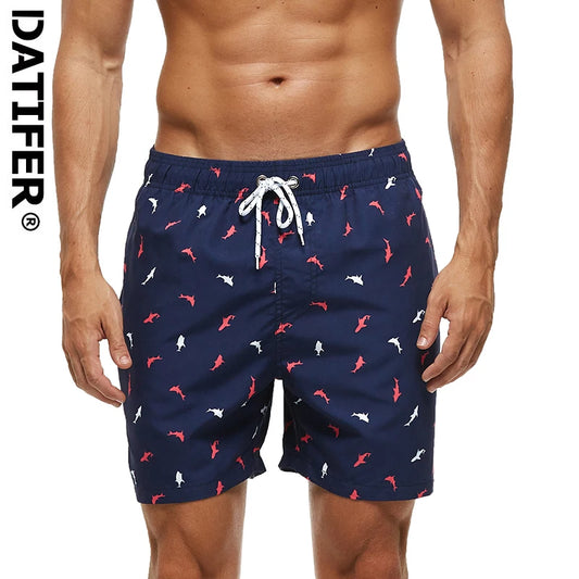 Summer Mens Swim Shorts Beach Quick Dry Printing Swimsuit Plus Size Mesh Liner Surfing Gym Board Shorts