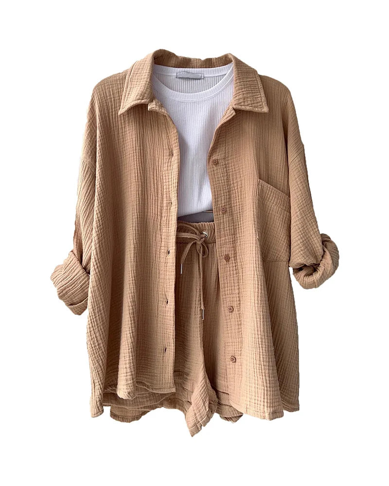 Summer Women's Suit Short Sets Outfits Suit Two Piece Button Up Matching Outfit Set - The Clothing Company Sydney
