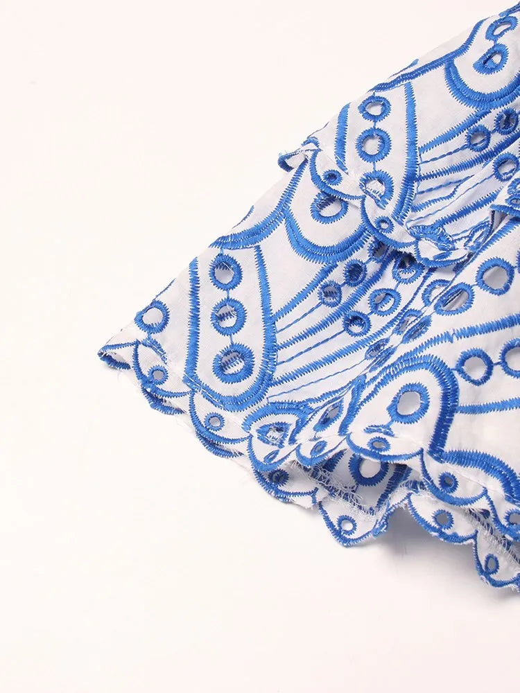 Colourblock Embroidery Women's Strapless Sleeveless High Waist Patchwork Folds Slimming Dresses - The Clothing Company Sydney