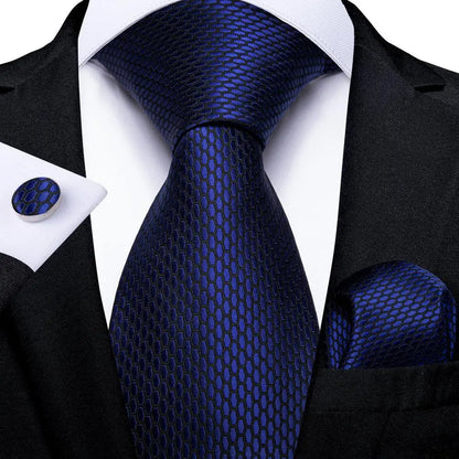 Blue Paisley Silk Tie Set – Necktie, Cufflinks & Hanky for Men The Clothing Company Sydney