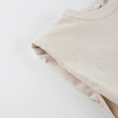 Spring Summer Holiday Linen Pant Set Crop Tops Solid Outfits 2 Two Piece Matching Outfit Set For Women - The Clothing Company Sydney