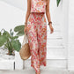 Elegant Long Women's Backless Wide Leg Jumpsuits Casual Sleeveless Floral Rompers Summer Matching Outfit Set - The Clothing Company Sydney