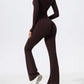 2 Piece Sports Suit Women Half Zipper Long Sleeves Slim Yoga Set Flared Activewear Gym Workout Sportswear The Clothing Company Sydney
