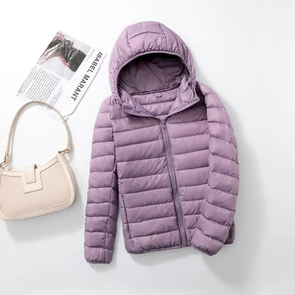 Women Puffer Jacket Plus Spring Autumn Female Ultra Lightweight Packable Hooded Down Coats - The Clothing Company Sydney