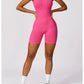 Women's Romper Yoga Hollow Backless Scrunch Seamless One Piece Outfit Fitness Overalls Playsuit Gym Sport Short Jumpsuit