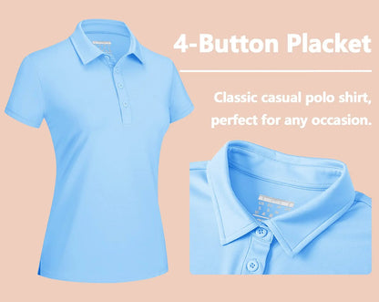 Summer UPF 50+ Short Sleeve Shirts Women's Sun Protection T-shirts Quick Dry 4 Buttons Tennis Workout Tee Golf Pullovers The Clothing Company Sydney