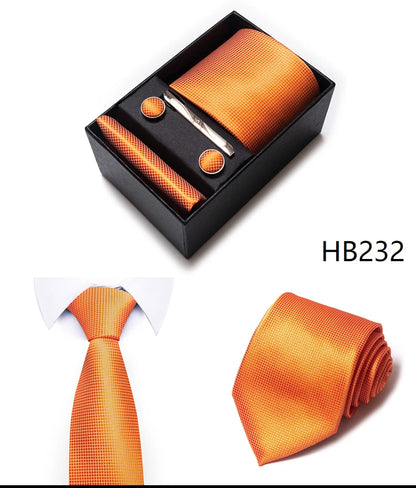 4 Piece Tie Handkerchief Cufflink Set For Men Necktie Holiday Gift Box Blue Gold Suit Accessories Slim Wedding Set The Clothing Company Sydney