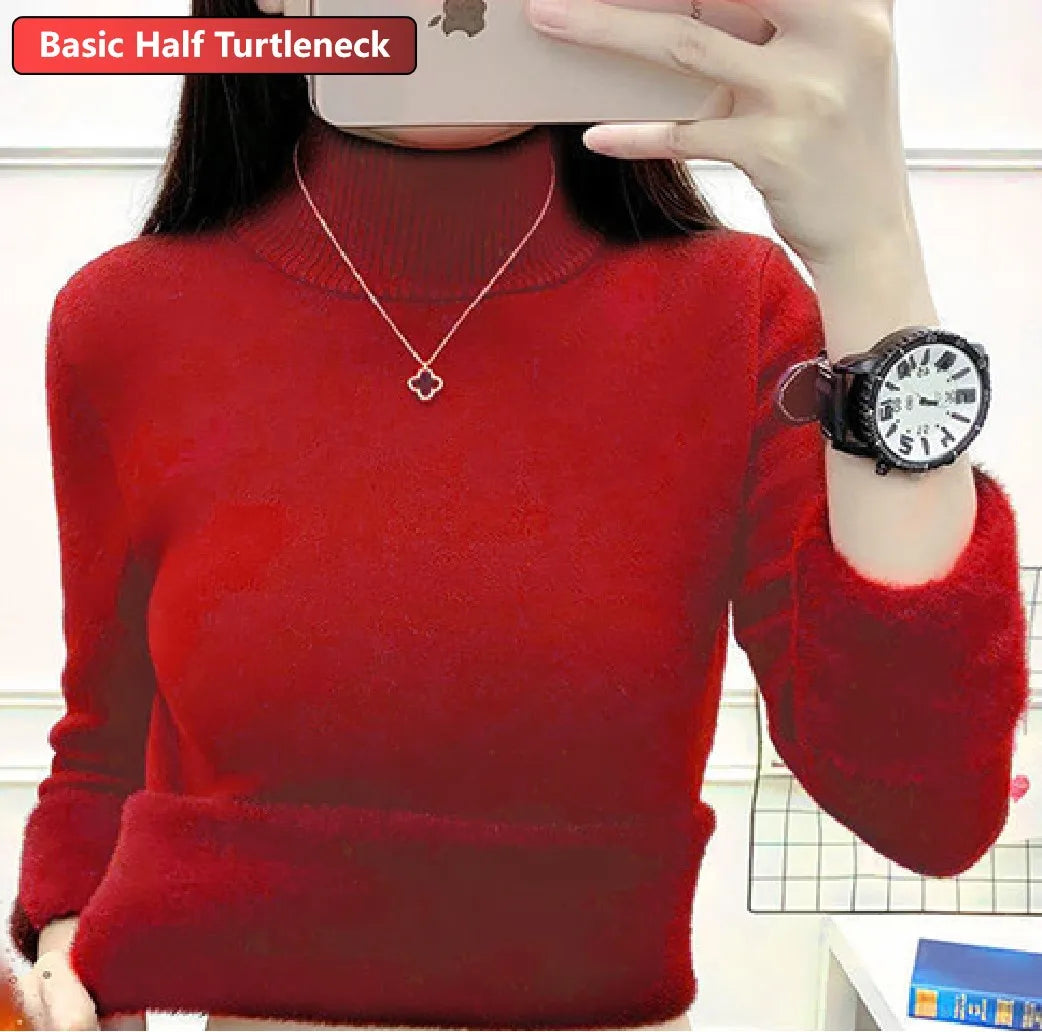 Ladies Turtleneck Winter Sweater Women Elegant Thick Velvet Lined Warm Knitted Pullover Slim Tops Jersey Knitwear Jumper The Clothing Company Sydney