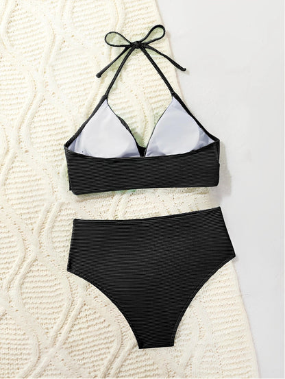 2 Piece High Waist Bikini Women Halter Swimwear Swimsuit Solid Bathers Swimming Bathing Swim Suit Summer Beachwear The Clothing Company Sydney