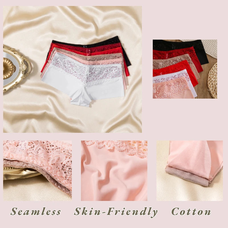 6 Pack Women's Panties Lace Boxers Seamless Female Underwear Temptation Boyshorts Boxer Lingerie Briefs The Clothing Company Sydney