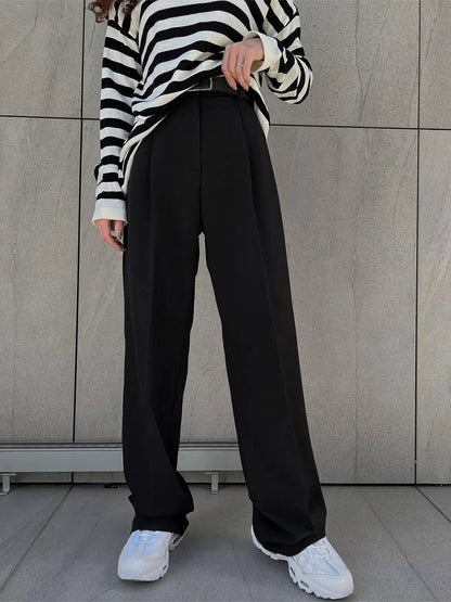 Classic Formal Straight Leg Pants Spring Summer Women's Versatile Casual Wear Loose Fit Wide Leg Pants The Clothing Company Sydney