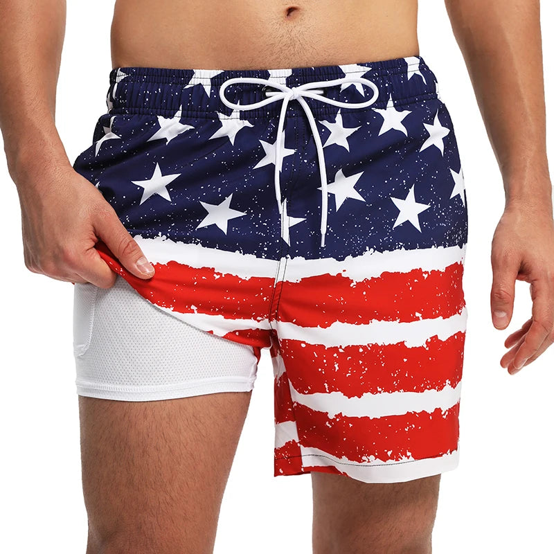 Polyester Swimming Shorts Men Gym Board Quickly Dry Elastic Waist Beach Pants Board Shorts - The Clothing Company Sydney