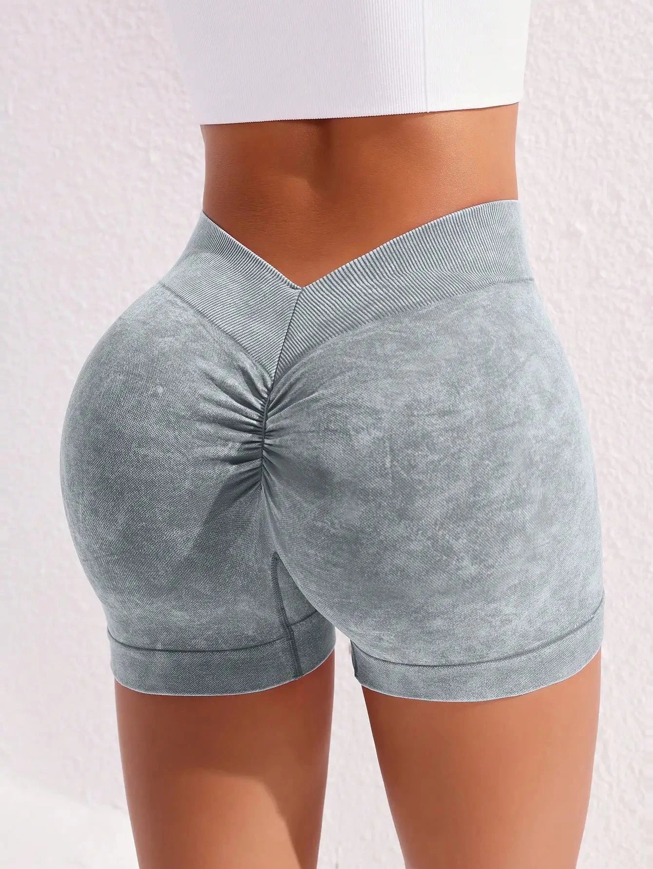 Women's Washed Yoga Shorts Fitness Quick Drying High Waist Workout Biker Shorts Hip Lift V Waist Sports Shorts The Clothing Company Sydney