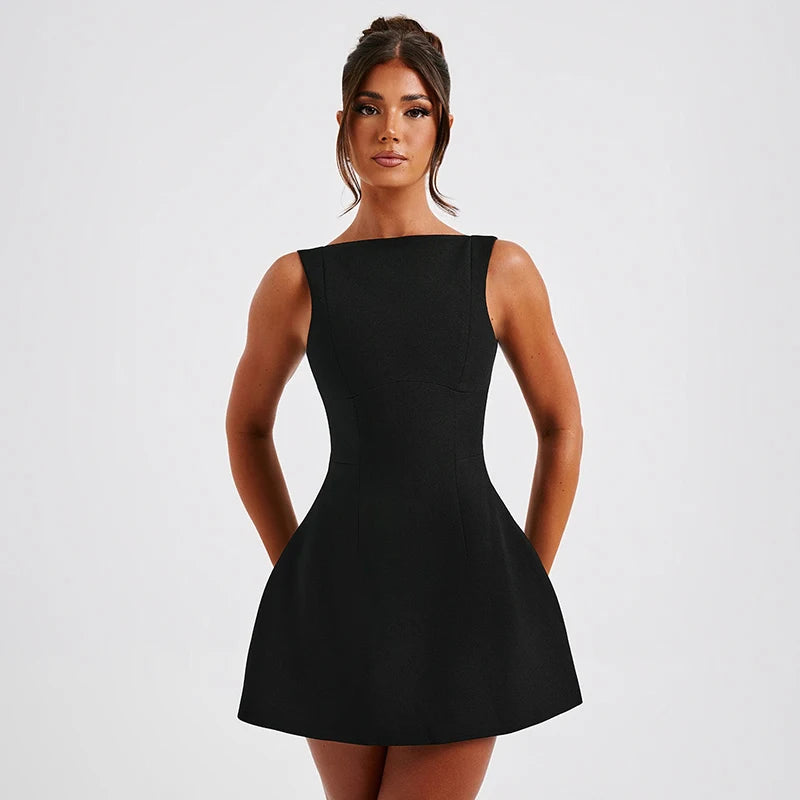 Women's Summer Short Backless Wedding Party Elegant Casual White Slip Sundress Sleeveless Dress - The Clothing Company Sydney