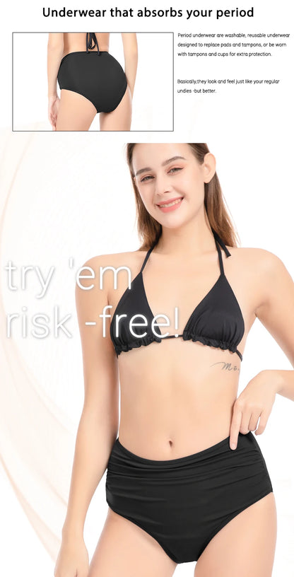 4-Layer Leak Proof Period Swimwear Bikini Bottoms Absorbent Beachwear Panties Plus Size Menstrual Swimsuit - The Clothing Company Sydney
