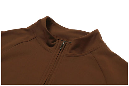 Zipper Long Sleeve JumpSuits Women Workout Tracksuit Short Skirt Sportswear Yoga Set Fitness Bodysuit Gym Clothes Yoga Suit - The Clothing Company Sydney