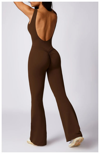 Women's V Back Jumpsuit Gym Set Sports Jumpsuit Training Yoga Suit Fitness Rompers Stretch Workout Bodysuits Sportswear - The Clothing Company Sydney