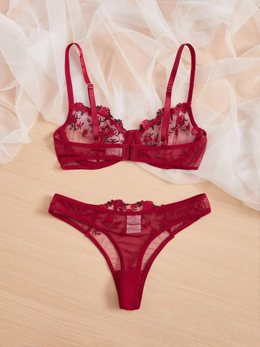 Floral Embroidery Lingerie Set Underwire Push Up Bra Set Womens Underwear Lace Underwear Bralette Briefs Set The Clothing Company Sydney