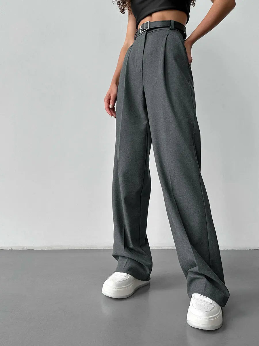 Classic Formal Straight Leg Pants Spring Summer Women's Versatile Casual Wear Loose Fit Wide Leg Pants The Clothing Company Sydney