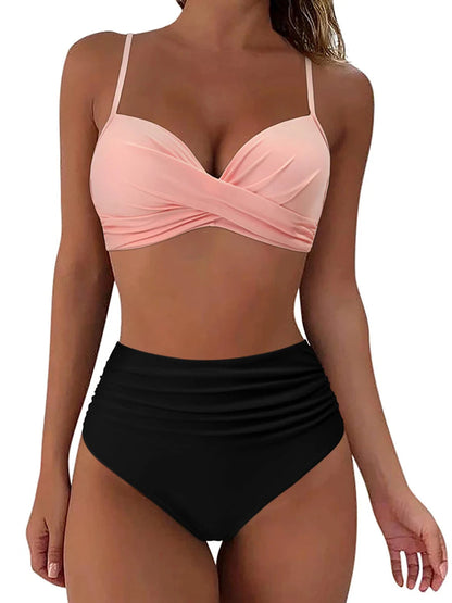 Cross Frill Bikinis Women Swimwear Print High Waist Swimsuit Beachwear Bathers Bathing Swimming Swim Suit The Clothing Company Sydney