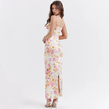 Summer Spaghetti Strap Floral Print Party Dresses Elegant Maxi Bodycon Wedding Guest Holiday Dress The Clothing Company Sydney