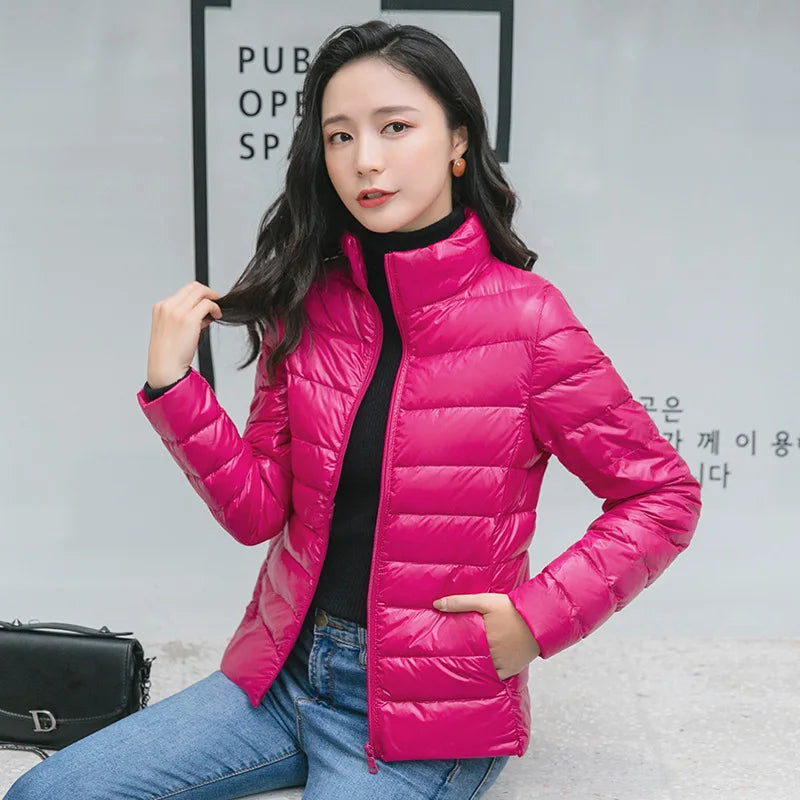 Women Spring Jacket Fashion Short Ultra Lightweight Packable Puffer Coats 15 Colors Female Down Warm Korean Slim Fit Parkas 5XL The Clothing Company Sydney