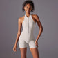 Hollow Backless Sport Jumpsuit Short Woman One Piece Gym Outfit Sleeveless Zipper Fitness Overalls Yoga Romper