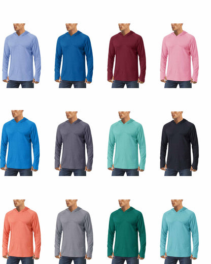UPF 50+ Sun Protection Hoodie Shirts Men's Long Sleeve T-shirts Lightweight Quick Dry Pullovers Casual Fishing Tee Tops The Clothing Company Sydney