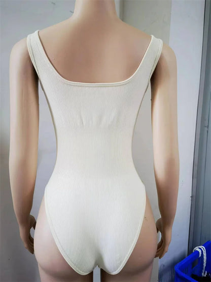 Ribbed Jumpsuit Daily Shaper Bodysuits Compression Open Crotch Shapewear Suit Playsuit - The Clothing Company Sydney