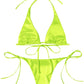 Metallic Halter Triangle Swimsuit Women Swimwear Bathing Suits Brazilian Thong Micro Bikinis Set Beach Wear