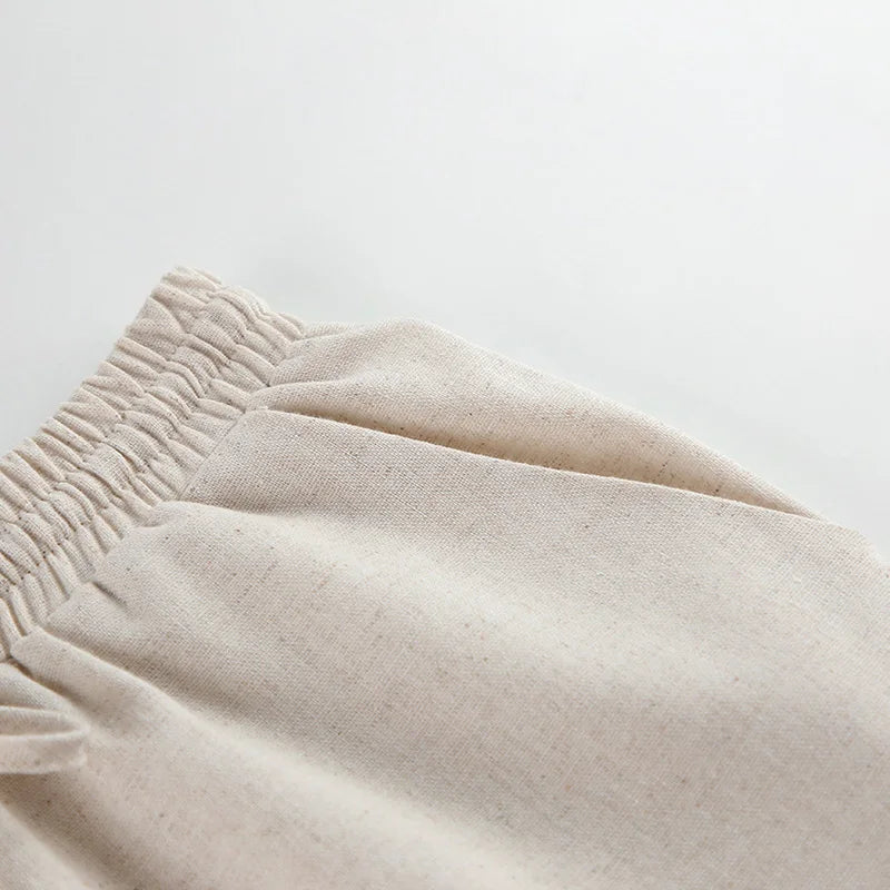 Spring Summer Holiday Linen Pant Set Crop Tops Solid Outfits 2 Two Piece Matching Outfit Set For Women - The Clothing Company Sydney