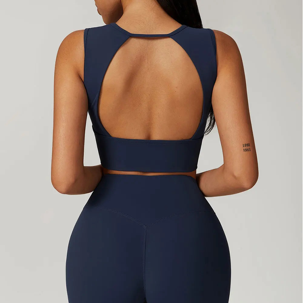 Women's Sports Bras Fitness Vest High Strength Sports Top Backless Yoga Bra Running Fitness Breathable Shockproof Yoga Bra The Clothing Company Sydney