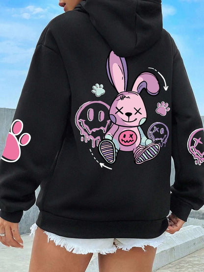 Hip Hop Street Casual Printed Female Hoodie Oversize Loose Sweatshirts Autumn Warm Fleece Clothing Top - The Clothing Company Sydney