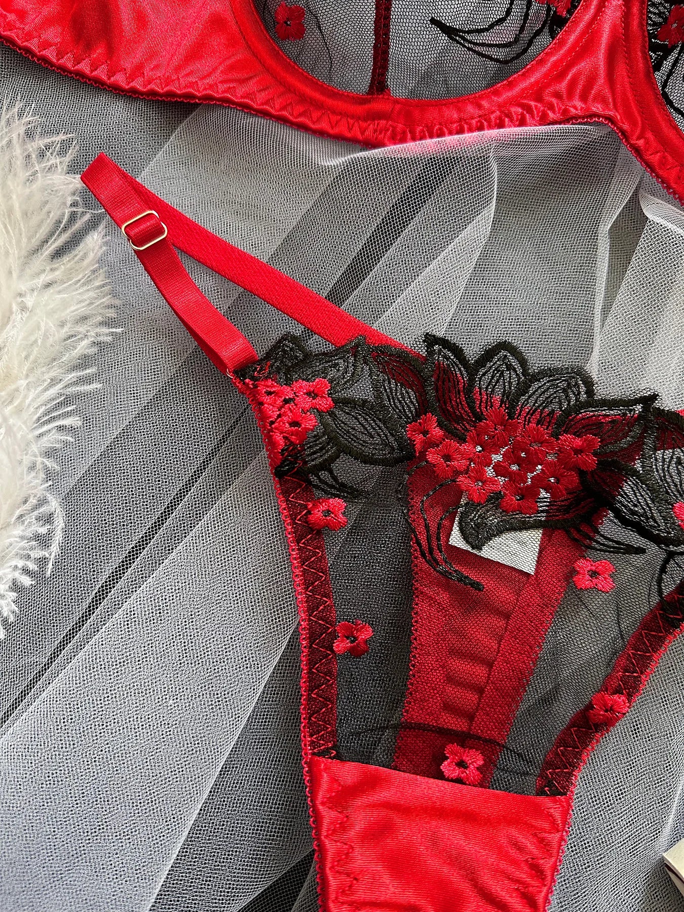 2 Piece Fancy Lingerie Floral Lace Bra Set Bilizna Luxury Well-Looking Underwear Fairy Fine Lace Exotic Set - The Clothing Company Sydney