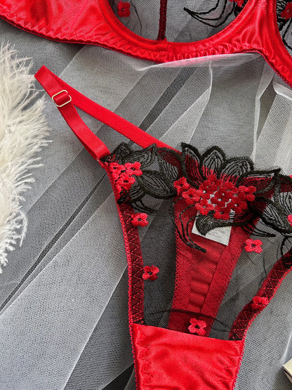 2 Piece Fancy Lingerie Floral Lace Bra Set Bilizna Luxury Well-Looking Underwear Fairy Fine Lace Exotic Set - The Clothing Company Sydney