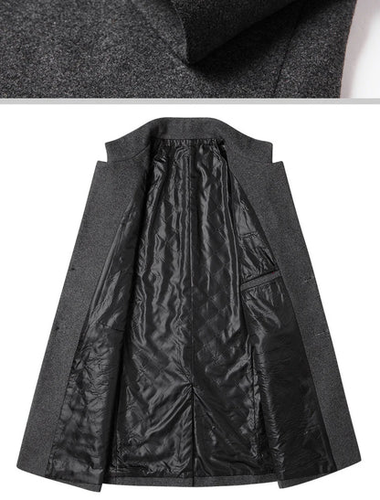 Business Casual Trench Coat Men Style Winter Coat Men's Autumn and Winter Wool Mix Coat Jacket - The Clothing Company Sydney